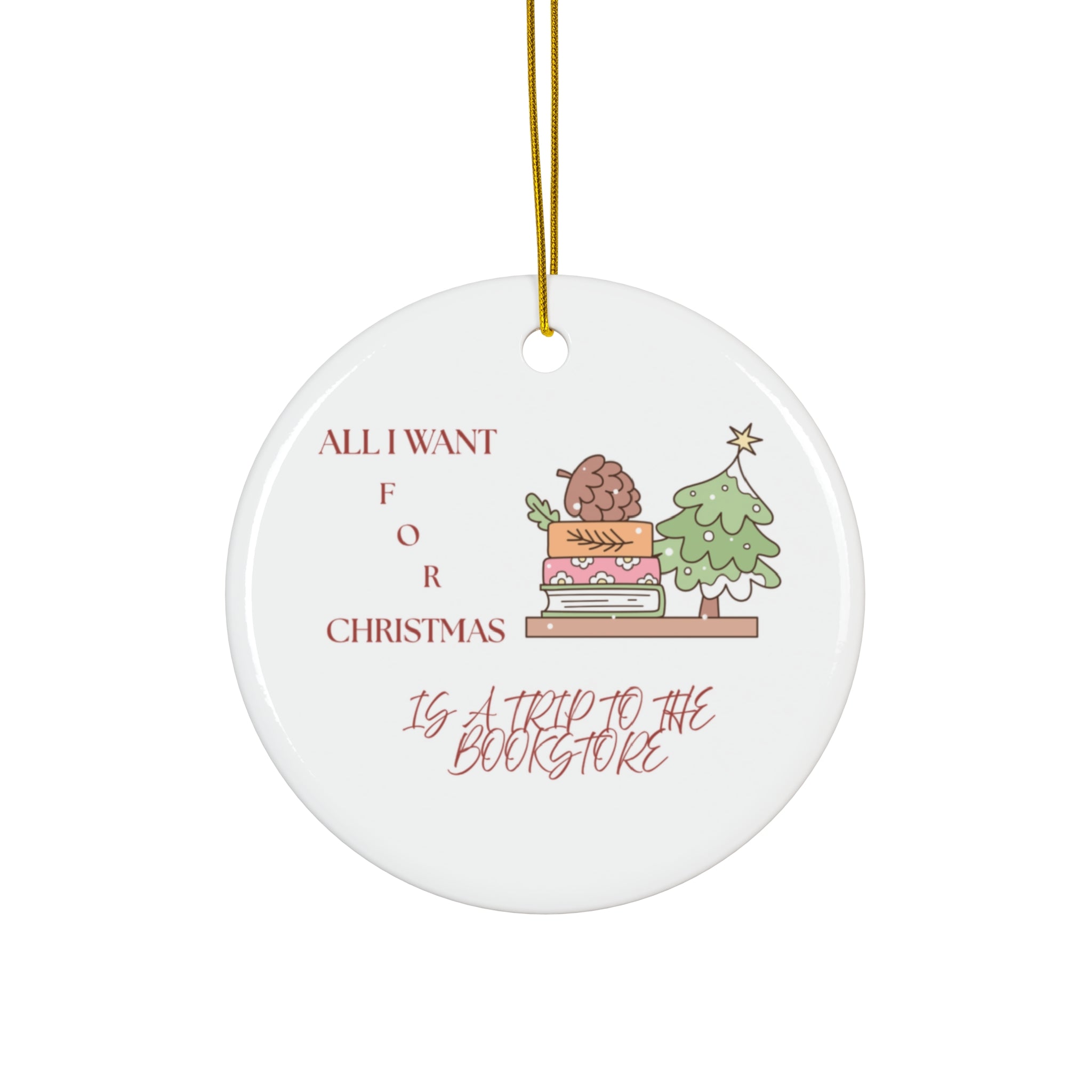Bookstore Christmas Ceramic Ornament
