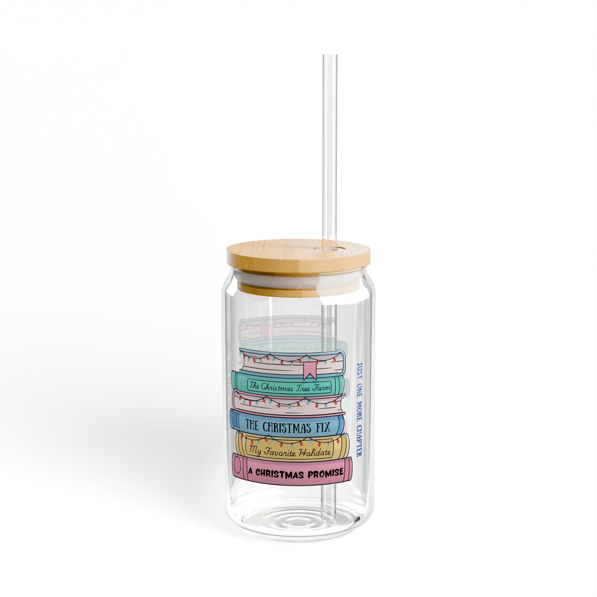 Christmas Book Lovers Glass - 16oz with Bamboo Lid