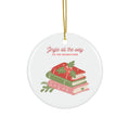 Book Lover's Holiday Ornament, Ceramic Decoration, Christmas Gift, Jingle All The Way, Reading Enthusiast, Tree Decor