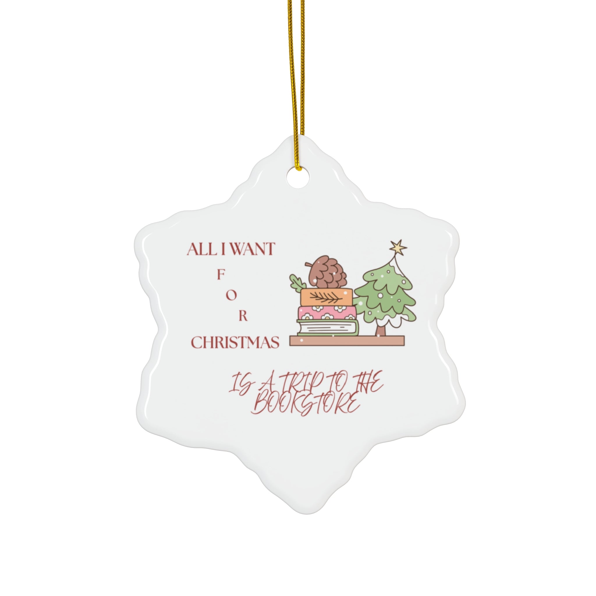 Bookstore Christmas Ceramic Ornament