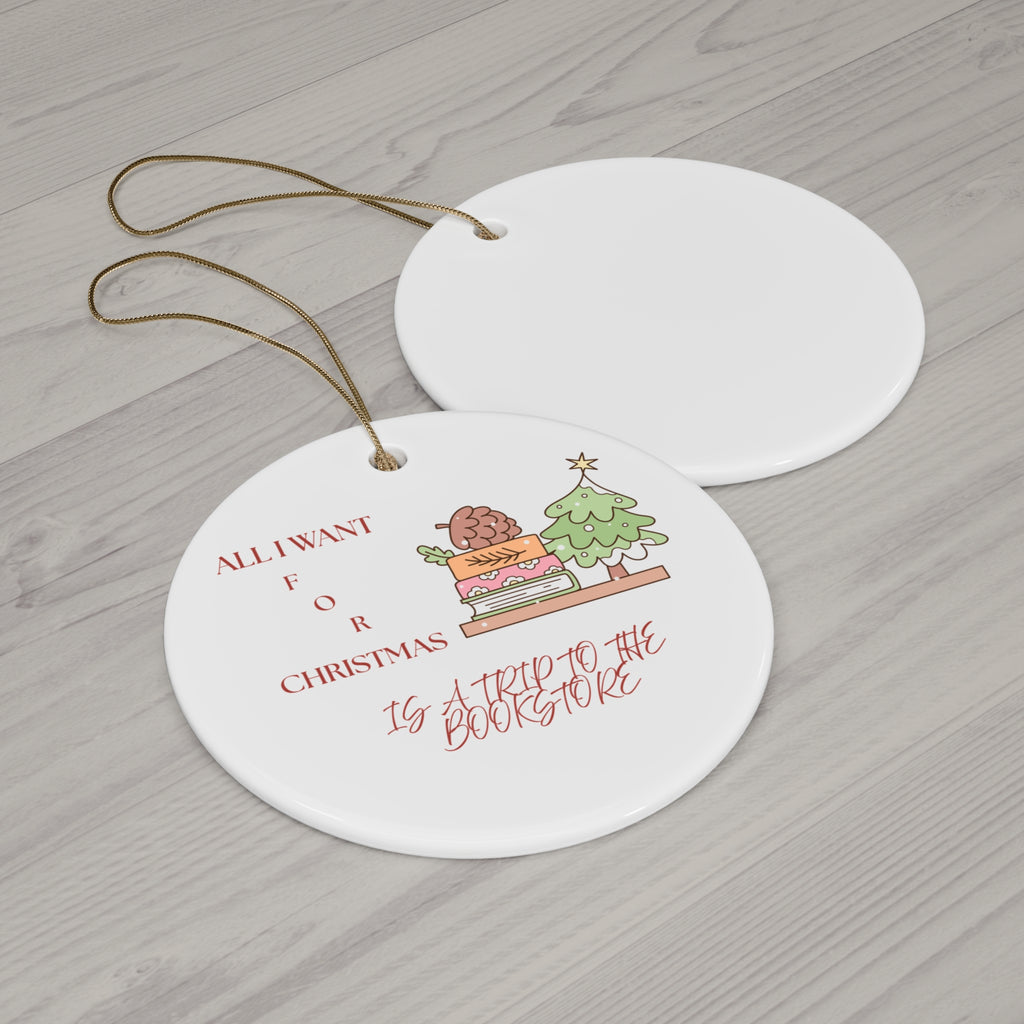 Bookstore Christmas Ceramic Ornament