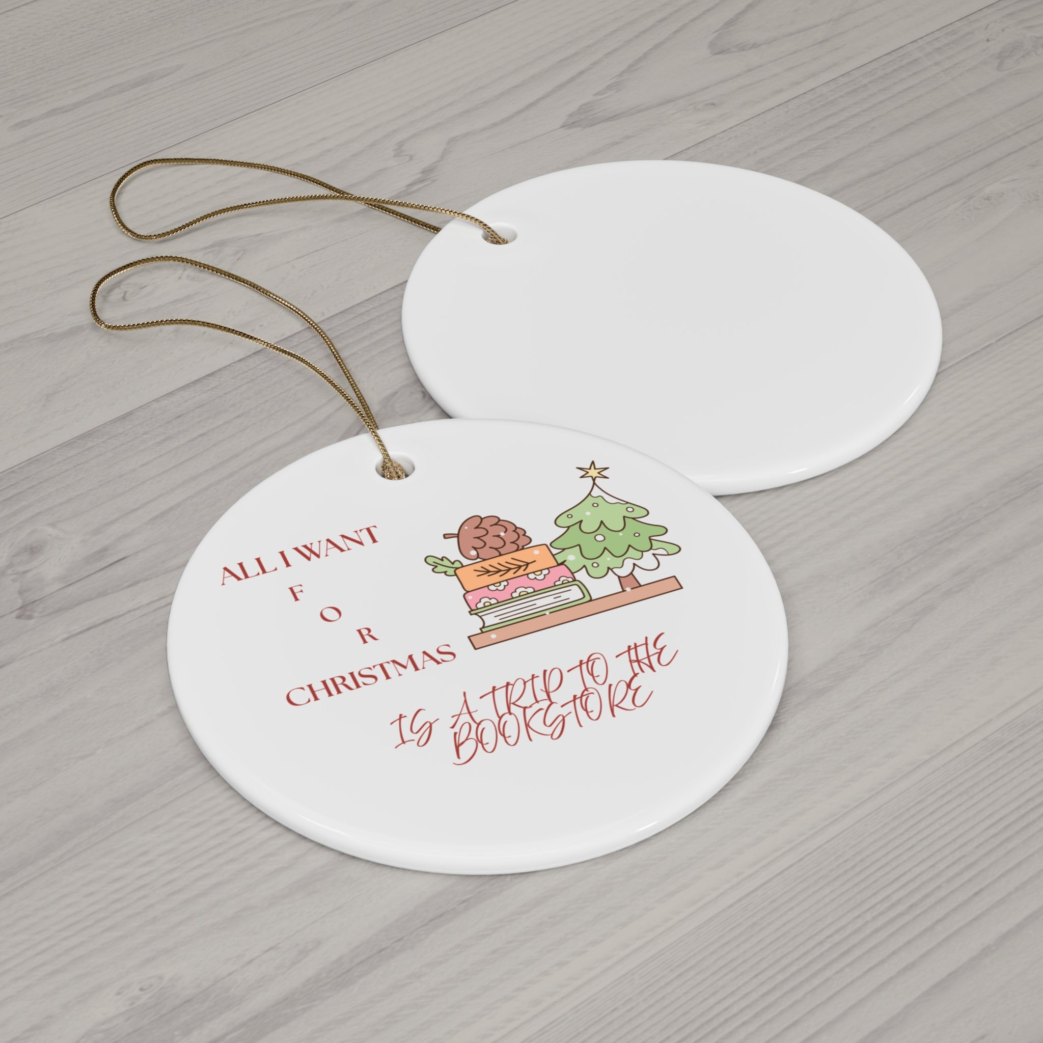 Bookstore Christmas Ceramic Ornament