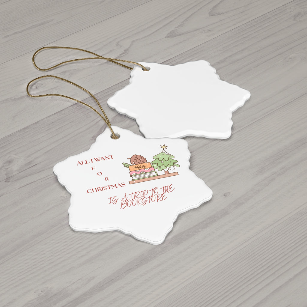 Bookstore Christmas Ceramic Ornament