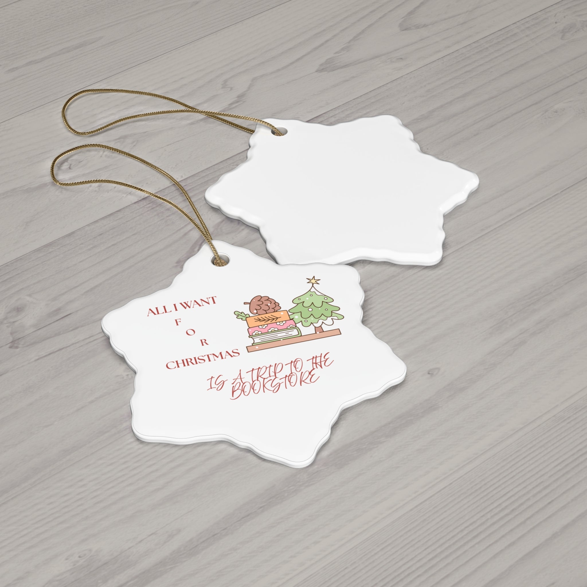 Bookstore Christmas Ceramic Ornament